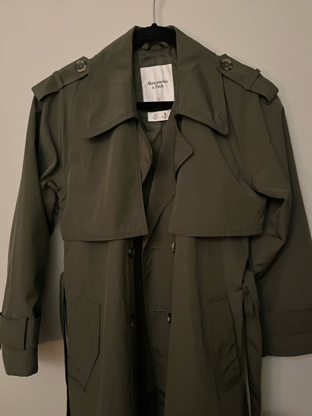 NWOT Abercrombie Trench Coat - Olive Green - Picture 6 of 8